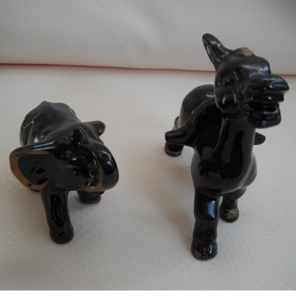 Vintage Brown Pottery Ceramic Elephant & Donkey Figurine Lot of 2 - Picture 4 of 10